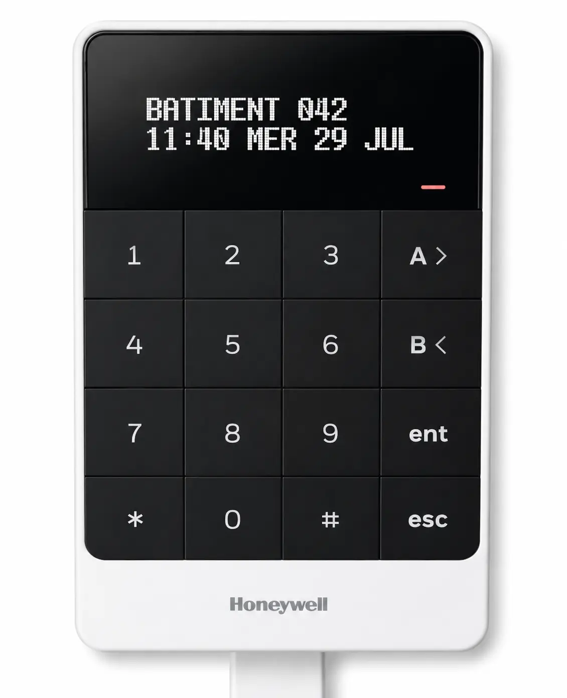 Écran d'accueil du clavier Honeywell Galaxy avant saisie du code