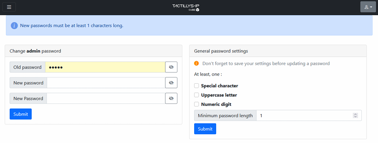 Modification mot de passe du TACTILLYS-IP CUBE